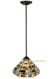 1150 Pendant Zwart met Tiffany kap Ø25cm Art Deco Green