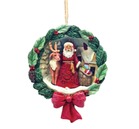 Santa & Deer Diorama Ornament H9cm Jim Shore 6015511 *