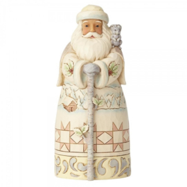 White Woodland Santa H15cm Winter Adventures.. Jim Shore 6001415 retired , laatste exemplaar