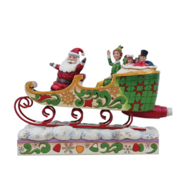 Elf   "Spreading Christmas Cheer" Buddy and Santa in Sleigh H20cm Jim Shore 6013938 *