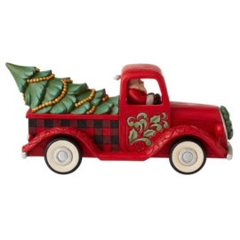 Highland Glen Santa in Red Truck B34cm Jim Shore 6012862 retired, laatste exemplaren