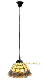 8828 Hanglamp Textielsnoer Zwart met Tiffany kap Ø25cm Victoria