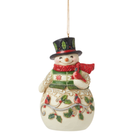 Snowman with Cardinal Ornament H11cm Jim Shore 6015542 *