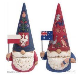 Polish & Australian Gnomes H13,5cm - Set van 2 Jim Shore beelden retired *