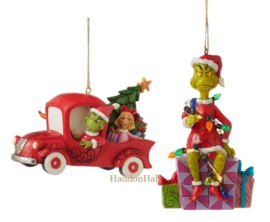 Grinch in Truck & Grinch Lights - Set van 2 Hanging Ornaments