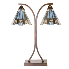 6368 Bureaulamp H57cm met 2 Tiffany kappen