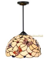 770 Pendant  Zwart met Tiffany kap Ø30cm Pink Butterfly