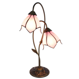 6257 Tafellamp Bureaulamp H61cm met 2 Tiffany kappen Ø18cm Plain Pink