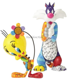 Sylvester & Tweety with Flower - Set van 2 Figurines - Looney Tunes by Britto *