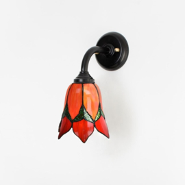 8099 Wandlamp Outdoor met Tiffany kap Ø15cm Lovely Flower Red