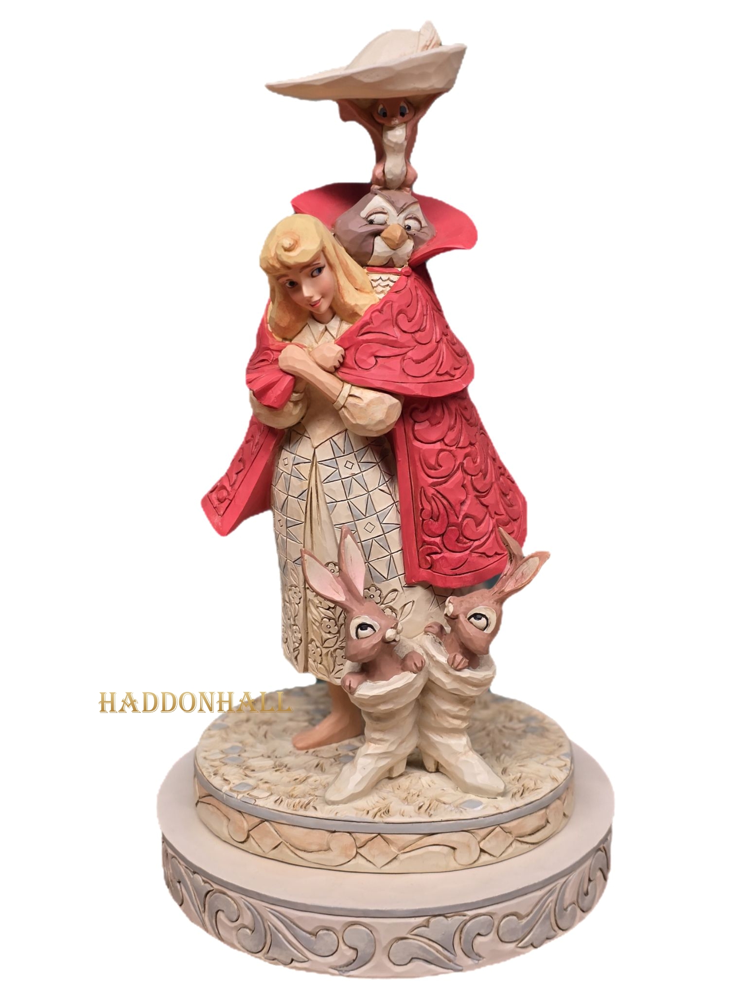 Aurora SET White Woodland  Playful Pantomime 25cm + BASE WHITE Ø16cm Jim Shore 6002337 retired