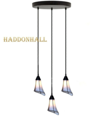 9210 Hanglamp Rozet Ø25cm met 3 Tiffany kappen Ø12cm Calla Purple-Blue