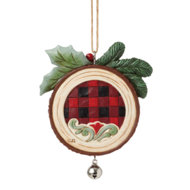Highland Glen Wood Slice with Scene Ornament H10cm Jim Shore 6015447 *