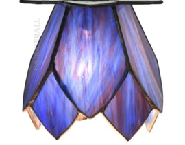 8188 * Balk Zwart 100cm met 3 Tiffany kappen Ø13cm Blue Lotus
