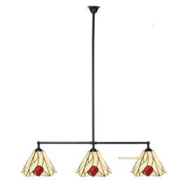 8170 Hanglamp Zwart B90cm met 3 Tiffany kappen 3x25cm Tulip