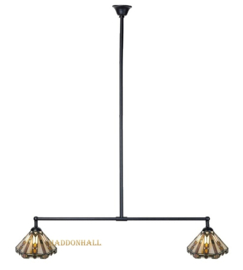 9113 Hanglamp Zwart B90cm met 2 Tiffany kappen Ø25cm Durban '
