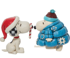 Snoopy Candi Cane & Snoopy Jacket - Set van 2 Jim Shore Mini Figurines
