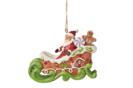 Gingerbread  Santa in Sled Ornament *  H8cm Jim Shore 6015508