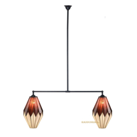 8158 ' Hanglamp Zwart B90cm met 2 Tiffany kappen Ø28cm Origami