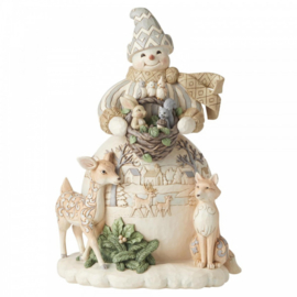 White Woodland Snowman Statement Figurine H 46cm Jim Shore 6006575 retired, laatste exemplaren