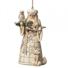 White Woodland Santa with Animals Ornament uit 2015! H11cm Jim Shore 4050011 * Retired