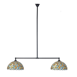 8839 Hanglamp Zwart B90cm met 2 Tiffany kappen Ø35cm Fly Away
