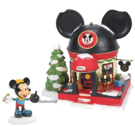 Mickey's Ear Hat Shop H19cm & Mickey Figurine- Set van 2  - Disney Village by Possible Dreams