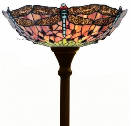 5415 * Vloerlamp H180cm met Tiffany kap Ø40cm Red Green Dragonfly