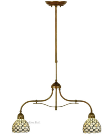 5879 700 * Hanglamp B75cm met 2 Tiffany kappen Ø25 Creme Pearl