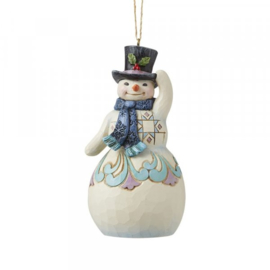 Santa with Lantarn & Snowman wit Top Hat * - Set van 2 Hanging Ornament