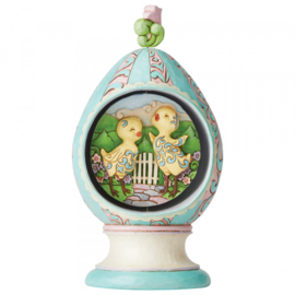 Revolving Egg with Bunnies and Chicks Scene Figurine H 22cm Jim Shore 6003625 retired *  aanbieding