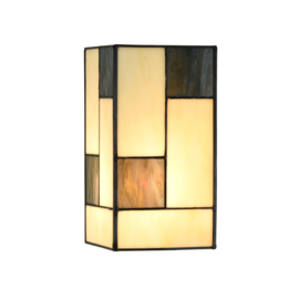 8131 * Hanglamp Zwart met Tiffany kap B12cm Mondriaan