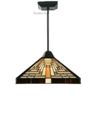 7881 * Hanglamp Zwart  H80 - 50cm met Tiffany kap 36x36cm Ray of Light