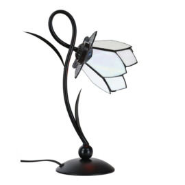 8198  Bureaulamp H40cm met Tiffany kap Ø13cm White Lotus '
