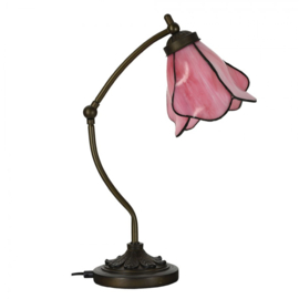 6369 Bureaulamp H46cm met Tiffany kap Pink Flower