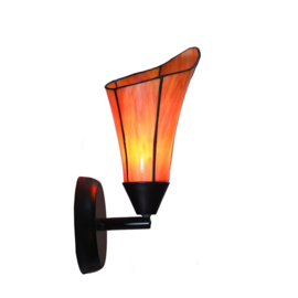 Wandlamp Zwart met Tiffany kap Kleine Calla Oranje-Rood PREORDER