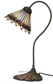 6163 * Bureaulamp H51cm met Tiffany kap Ø20cm Peacock