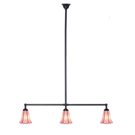 8187 Hanglamp Zwart B90cm met 3 Tiffany kappen Ø15cm Liseron Pink