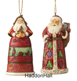 Santa 12 Days of Christmas & Santa with Toybag - Set van 2 Jim Shore Hanging Ornaments