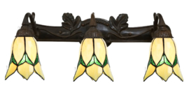 8104 * Wandlamp B70cm met 3 Tiffany kappen Ø13cm Lovely Flower Yellow