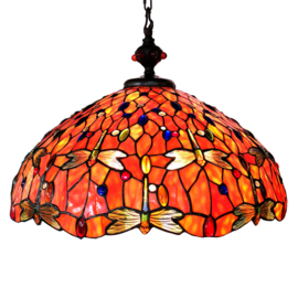 6030 * Hanglamp Tiffany Ø60cm Flame Glass  Dragonfly laatste exemplaar