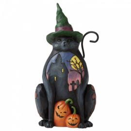 Cat with Scene on Side Pint-Sized Figurine H14,5cm Jim Shore 6006697 retired , uitverkocht