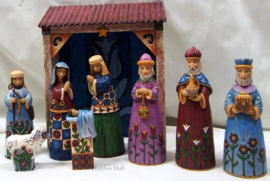 Folklore Nativity  H 24cm 9-delig Kerststal Jim Shore 6001441 Kerstgroep SUPERAANBIEDING *