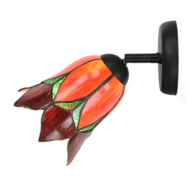 8099 ' Wandlamp Spot met Tiffany kap Ø15cm Lovely Flower Red
