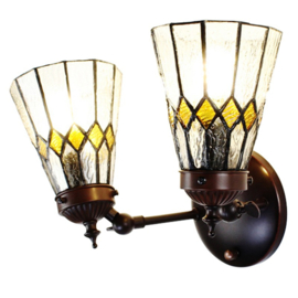 6210 * Wandlamp met 2 Tiffany kappen Ø13cm Medallion