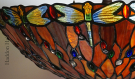 5466 * Hanglamp Tiffany Ø45cm Red Glass Dragonfly
