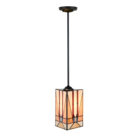 8408 * Pendant Zwart met Tiffany  Kap 16x16x16cm Little Tuschinski Triangle