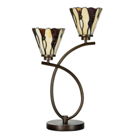 6315 * Tafellamp Uplight H63cm met 2 Tiffany kappen Ø15cm Delta
