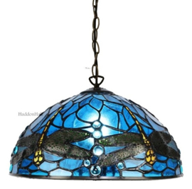 9335BL * Hanglamp Tiffany Ø31cm Dragonfly Blue