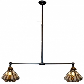 9113 * Hanglamp B90cm met 2 Tiffany kapjes Ø25cm